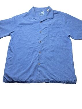 Tommy Bahama Original Fit Hawaiin Silk Sky Blue Short Sleeve Button Up Shirt XL